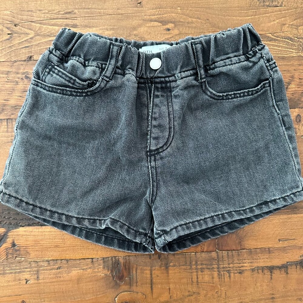 Zara Kids: Washed Black Denim Shorts